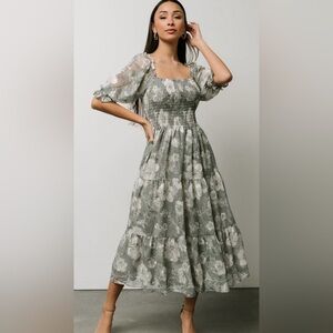 Baltic Born Fabian Jacquard Midi Dress Sage Green size L